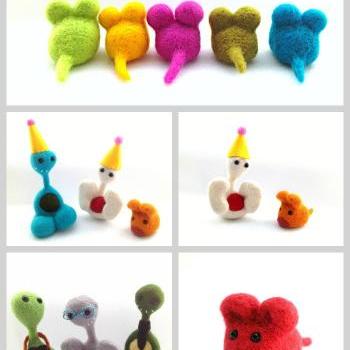 Pheeple and Mice Postcards, Art Cards - Set of 5 Photo cards of Needle Felted Pheeples and Mice